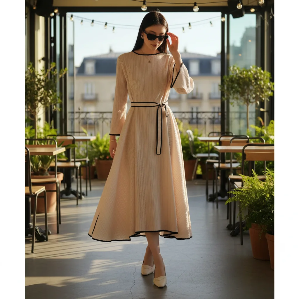 

Miyake Plissé 2026 Printemps Et Été Nouveaux Vêtements Plissés Haut De Gamme Élégants England Field Leisure Style Robes Pleated