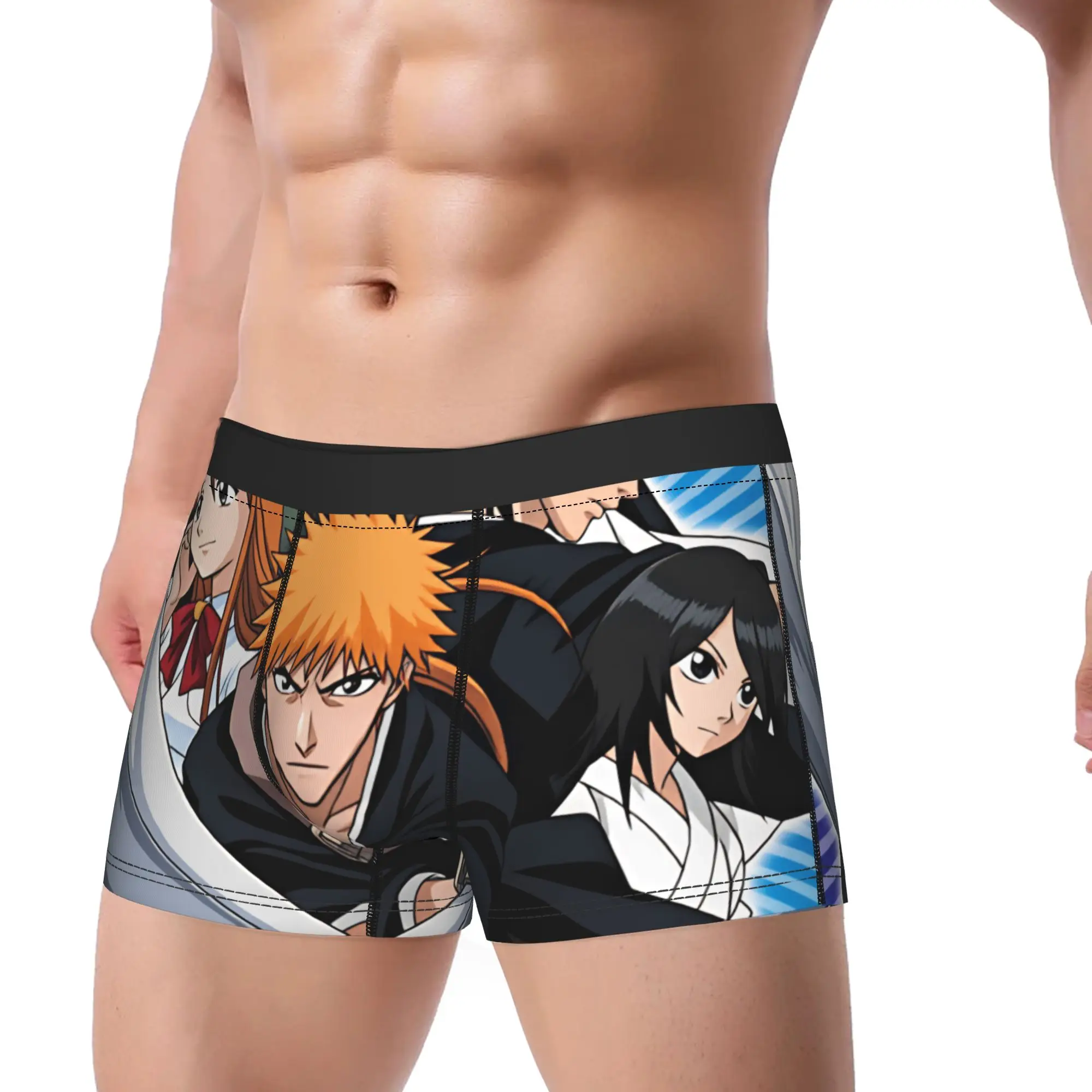 Bleached Main Characters Group Anime Poster Boxershorts  3D Pouch Underwear Hot Sale Customs Boxer Brief Elastic Man Panties 2XL