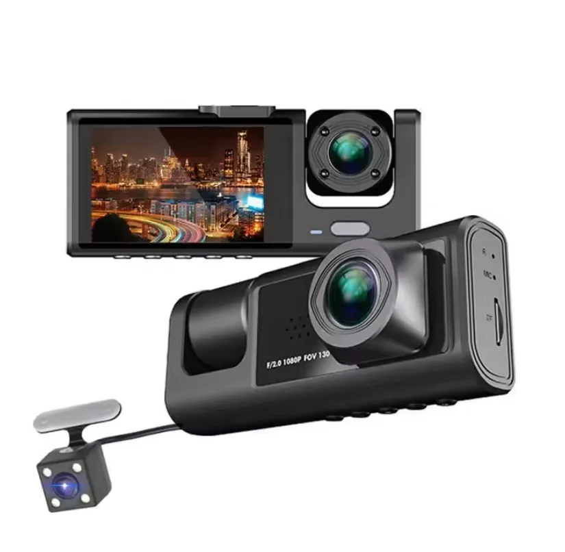 

3 cameras FHD 1080P car video recorder with night version 3 channels car DVR black box loop recording 3 cameras vehicle dvr