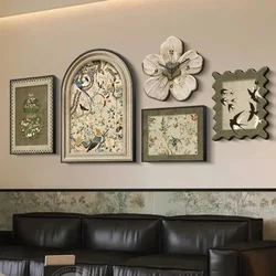 5 Pieces/Set French Style Decorative Painting Living Room Hanging Wall Mural Sofa Background Wall Crystal Porcelain Painting
