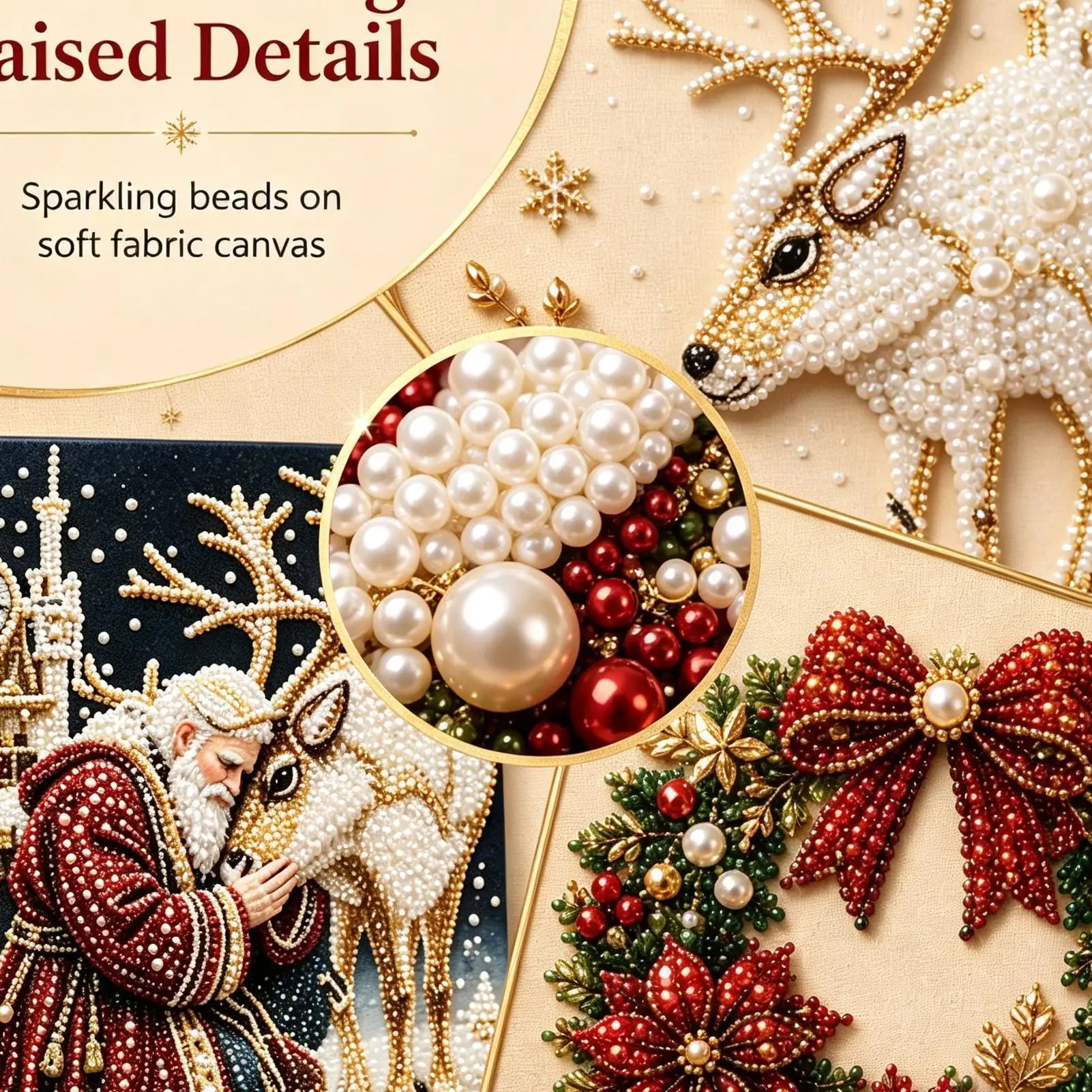 Pearl Painting Kits For Adults Sparkling Winter Festival Wall Decor Christmas Pearl Art Kit For Coffee Shop Fireplace Party - view 4