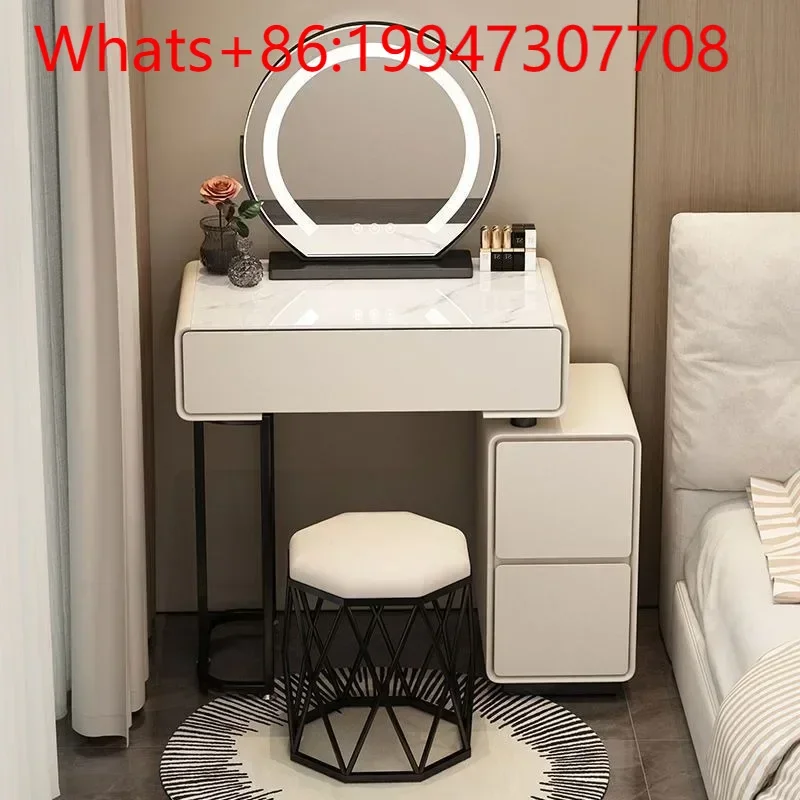 

Simple and light luxury dresser, rock slab makeup table, solid wood dresser, cream style bedroom, modern dresser cabinet