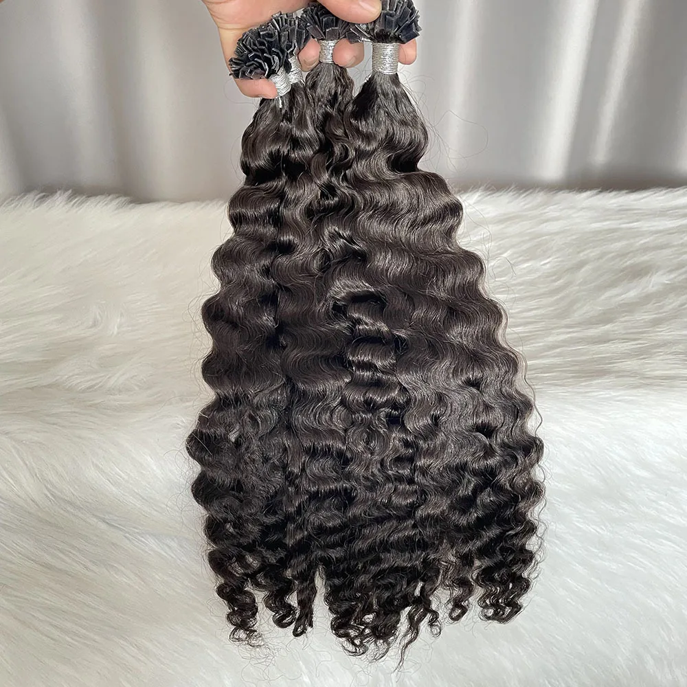 البورمية قبل المستعبدين K تلميح وصلات شعر شعر الإنسان ريمي مجعد الشعر حزم مايكرو الروابط الانصهار الكيراتين الخامس تلميح وصلات شعر 50 جرام