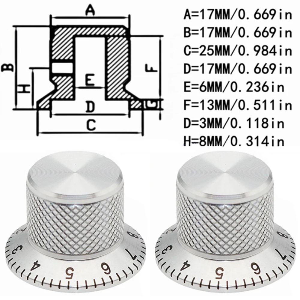 Guitar Knob Aluminum Knob Sound Adjustment 17mm Top Diameter 25mm Bottom Diameter 6MM Hole Compatibility Enhanced Grip Design