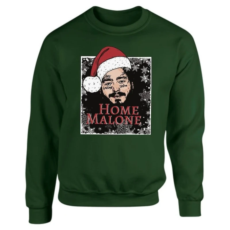 Home Malone Ugly Funny Christmas Sweatshirt Home Alone Autumn and Winter Sweatshirt Ghost Malone Adults Top Thermal Hoodie