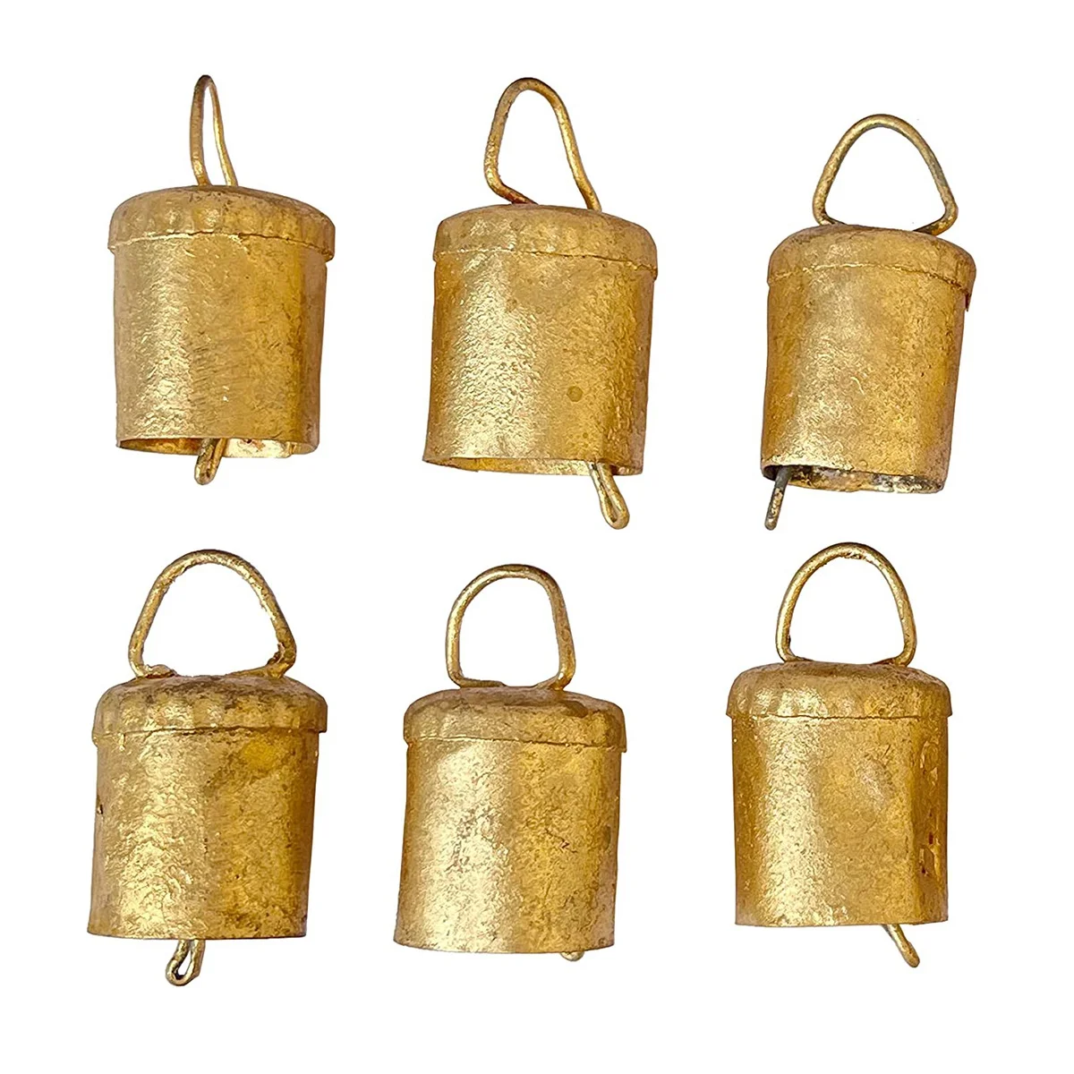 6 ชิ้นระฆังแขวนวินเทจ, ระฆังวัวทําด้วยมือโลหะตกแต่งด้วยเชือกสําหรับคริสต์มาสหรือการเฉลิมฉลองใดๆ