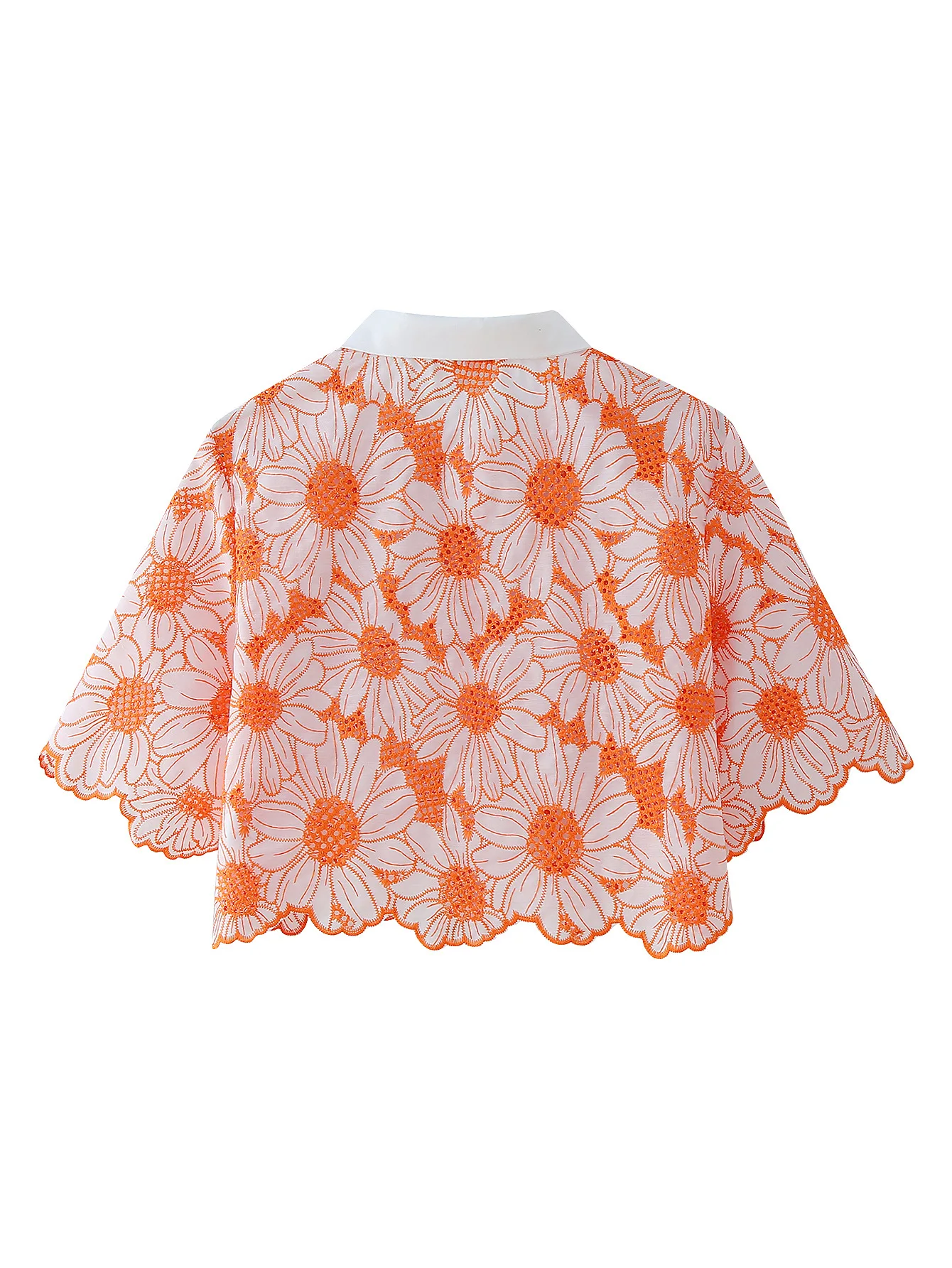 قميص نسائي أنيق مطرز بالزهور ديزي ملابس صيفية مجوفة ملابس للعطلات