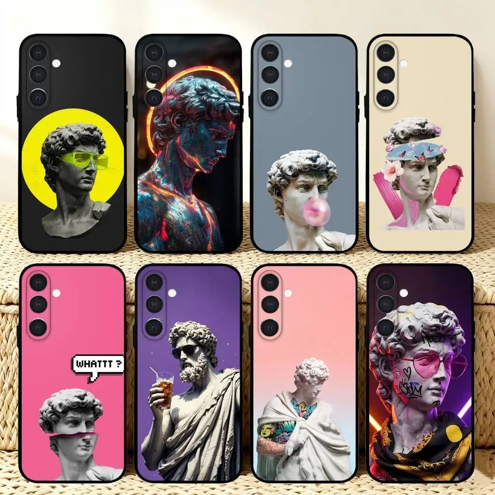 

David Art Phone Case For Samsung A73,72,71,A52,51,40,41,A22,A32,31,A13, Soft Black Shell