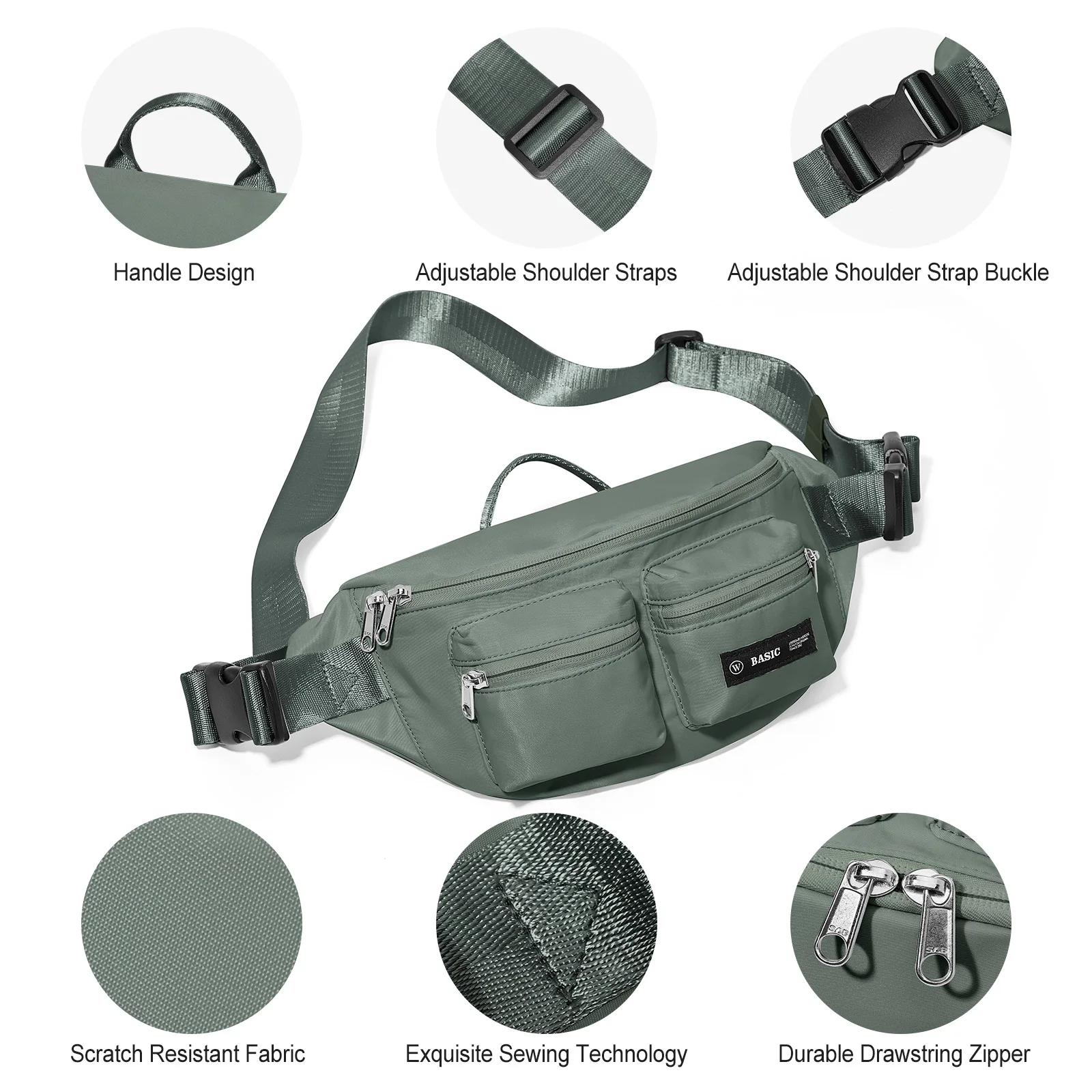 Lässige funktionale Umhängetasche, Body-Crossbody-Tasche, Radfahren, Sport, tragbare Brusttasche, Herren-Hüfttasche, Geldbörse, Anti-Diebstahl-Handytasche