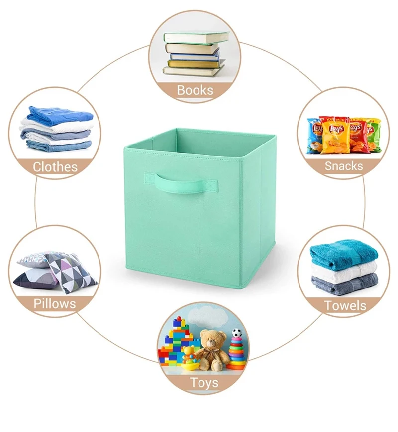 Zusammenklappbare Würfel-Aufbewahrungsbox aus Vliesstoff, Aufbewahrungsbox für Haushaltsbedarf, Schrank und Spielzeug, Kleidung-Bücherregal-Aufbewahrungsbox – Detail 4