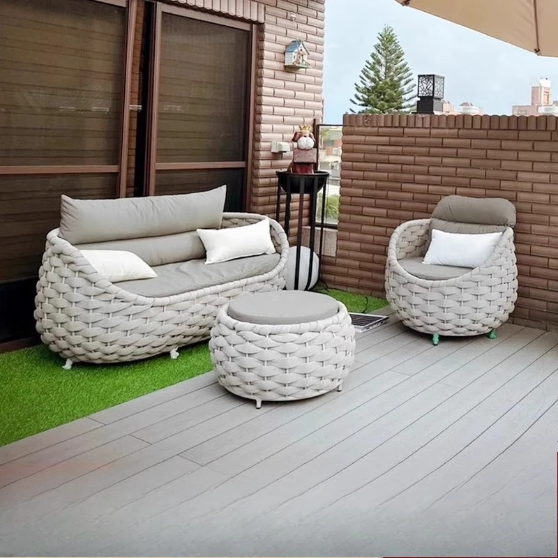 

Outdoor sofa courtyard villa balcony rattan chair coffee table furniture open-air garden waterproof sunscreen rattan leisure