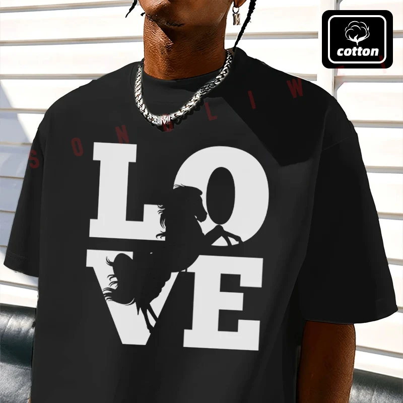 

Horse Lover Cute Riding Moto T-Shirt Men's Black Cotton TShirt New Summer Casual O-neck Short Sleeve Tees
