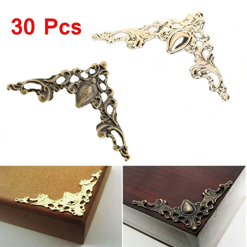 30PCS Metal Angle Corner Brackets Gold Bronze 40mm Notebook Cover for Menus Photo Frame Furniture Decorative Protector