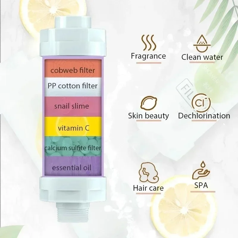 Filtro para cabezal de ducha perfumado, suavizante de agua, mejora la depilación de la piel, purificador de ducha, accesorios de baño