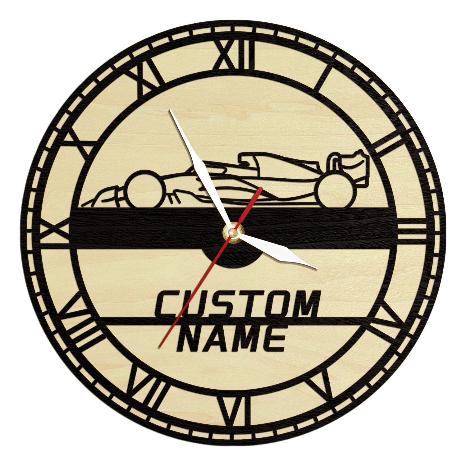 Personalised Race Car Name Wooden Wall Clock Speed Racing Car Home Decor Wood Living Hinge Clock Custom Car Sports Lover Gifts