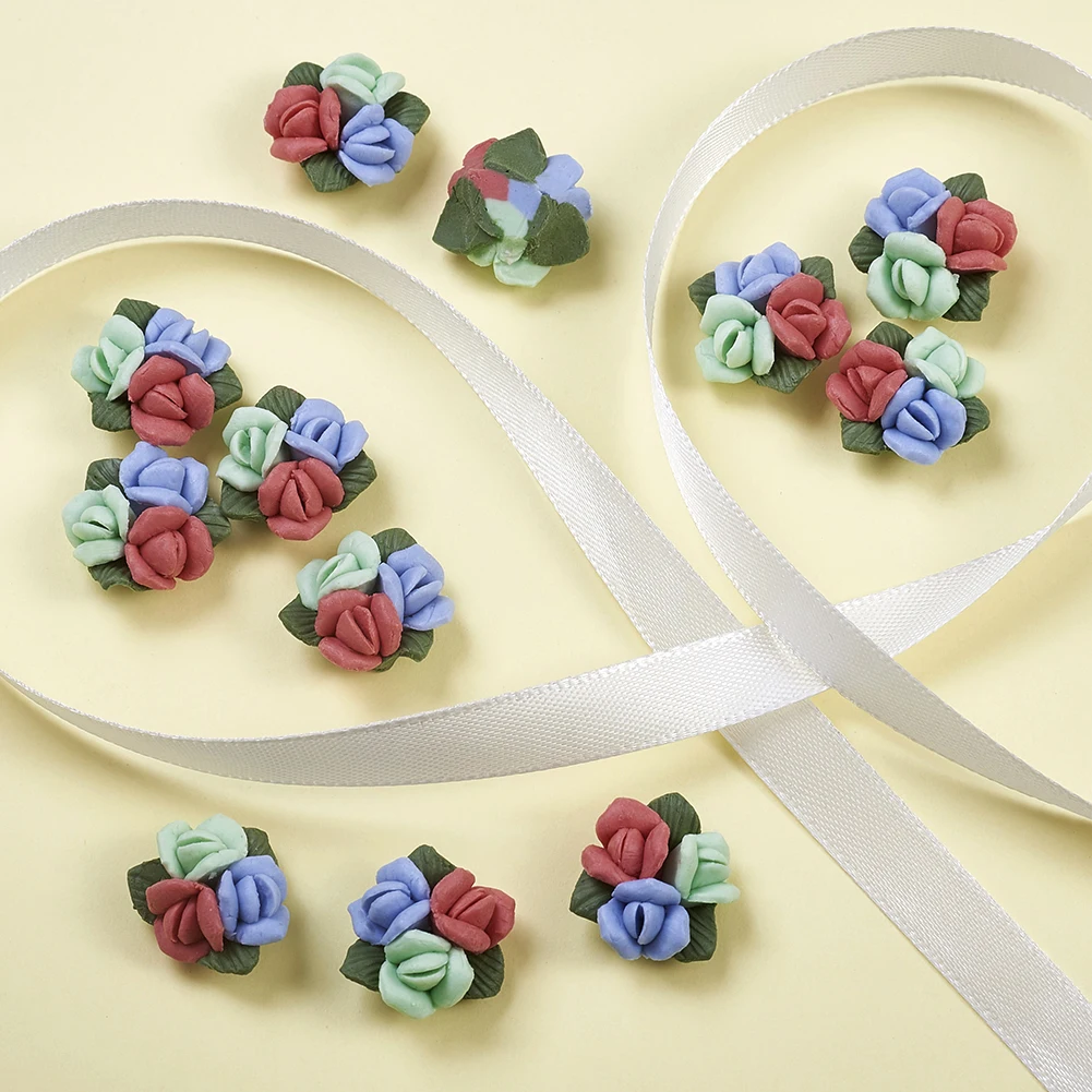 100 PC Handmade Porcelain Clay Rose ดอกไม้ Charms ลูกปัด Porcelain Cabochons DIY เครื่องประดับต่างหูค้นหาทํา