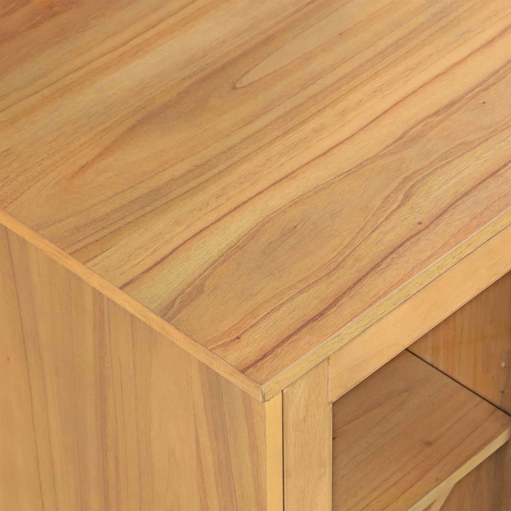 Natural Oak Bar Cabinet Solid Wood Frame Adjustable Shelves Removable Wine Storage Easy Assembly Modern Farmhouse Design Durable