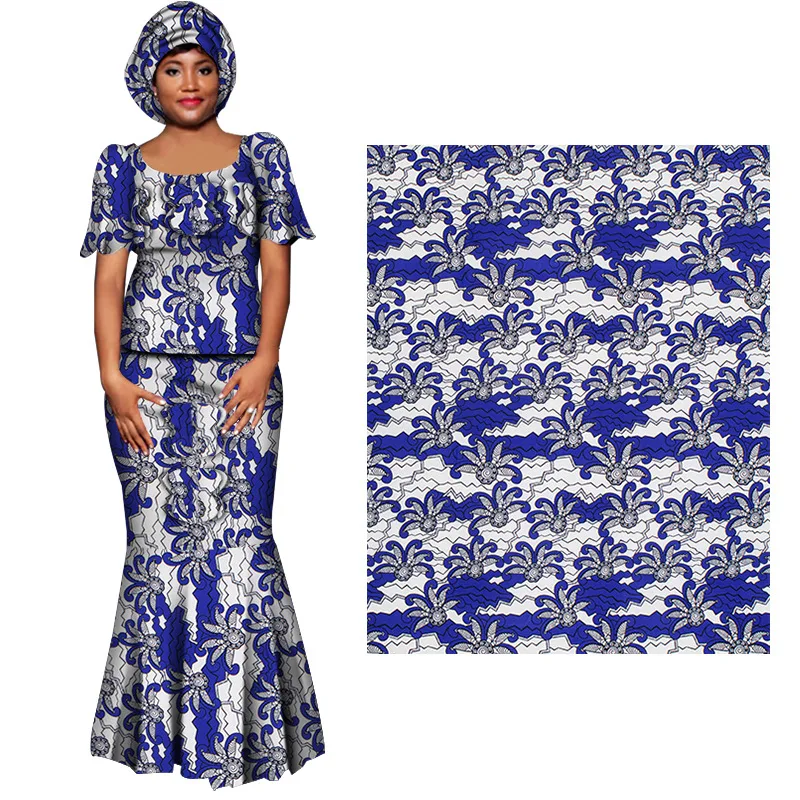 Tessuto batik blu e bianco stampato africano tessuto per abbigliamento Ankara ankara hollandais cera olandese di alta qualità