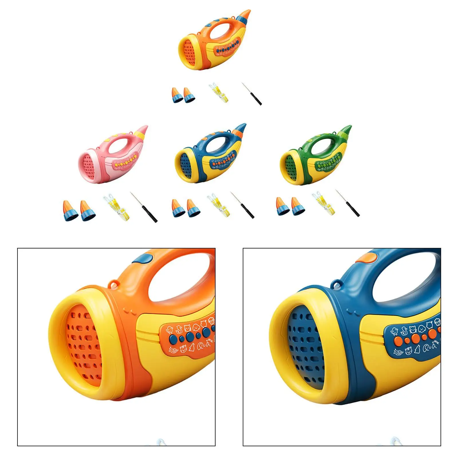 Juguete de llamador de animales, juego de fiesta portátil, luces de 3 niveles, aprendizaje temprano, 2 modos, bocina de juguete para parque, juegos de patio, interior, bosque, patio trasero