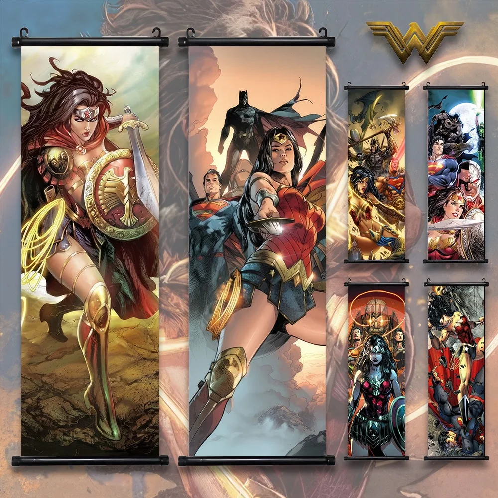 DC Wonder Woman Hanging Scroll Decor Movie Wallpaper Comic Poster Wall Artwork Canvas Painting Picture Print Home Decoration Art