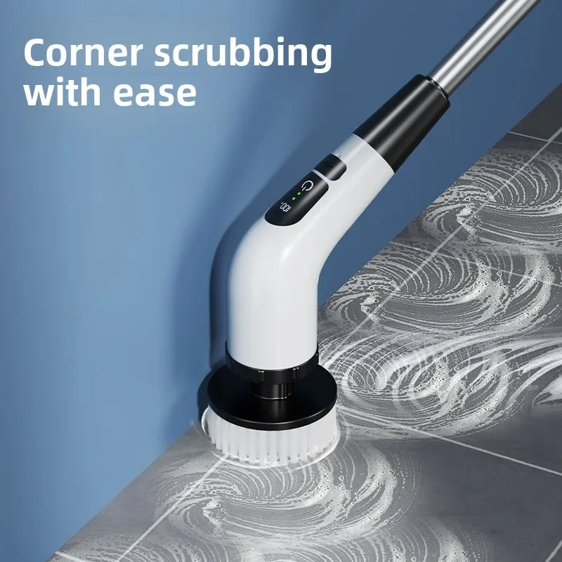 Cepillos de taladro eléctrico para limpieza del hogar con mango largo multifunción
