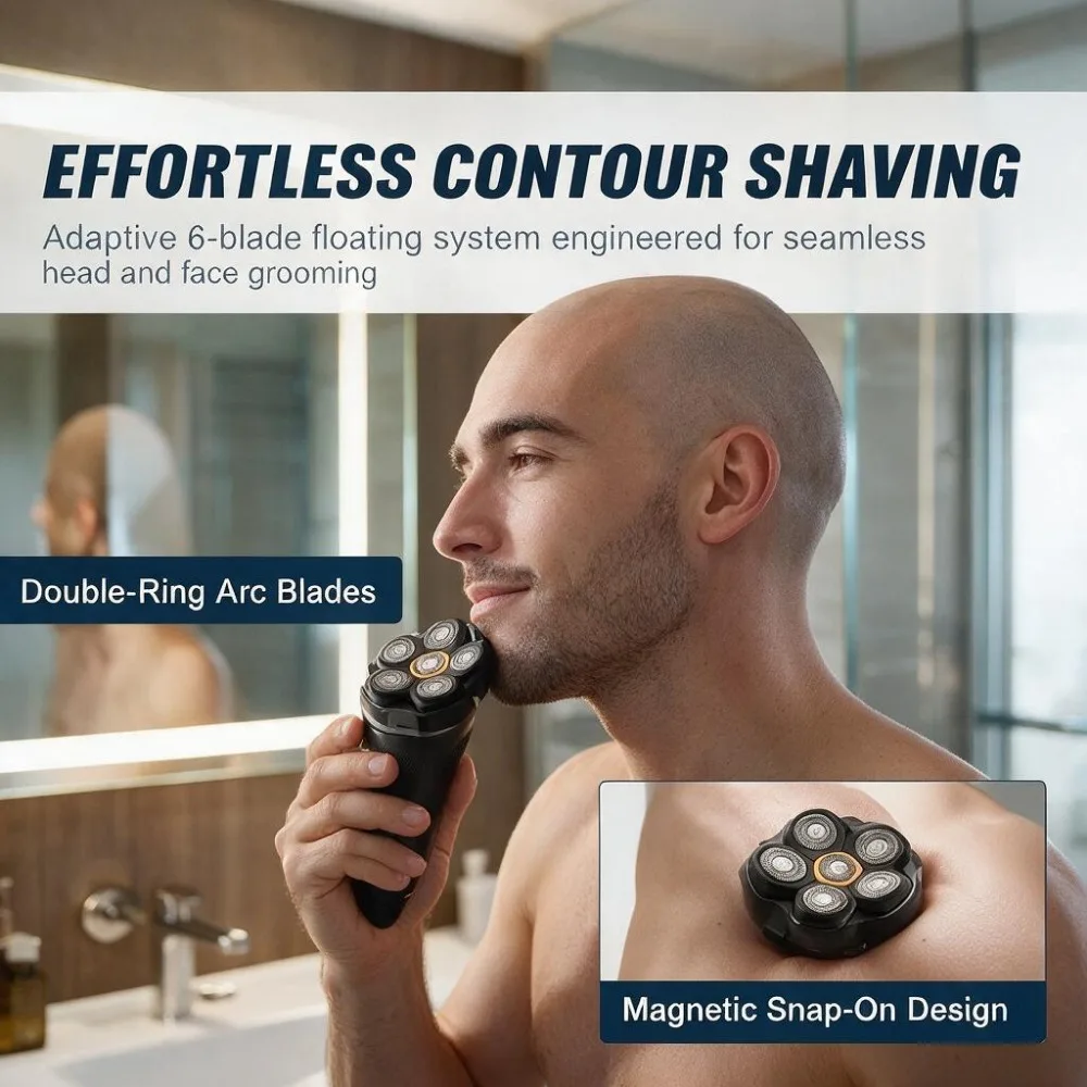 For Magnetic 6 Blade Head Shaver Replacement Heads for DOAO JoyKoi Solimpia Singphere AEXIRI Head Shaver 1pcs Quality 2026