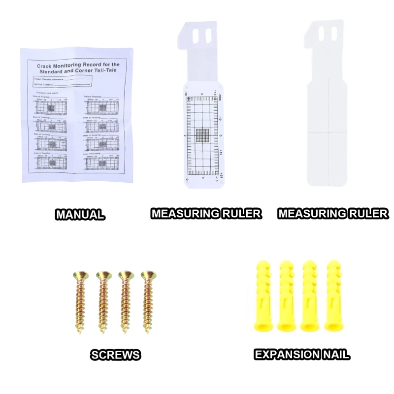 Acrylic Crack Measurement Tool Set Wall Gaps Monitoring Rulers Accessories for Detecting Wall Deformations Constructions