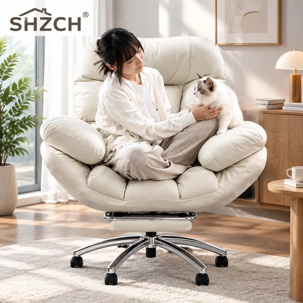 Cadeira de Sofá Ergonômica para Uso Doméstico e Escritório, Confortável para Longas Horas Sentado, com Encosto, para Sala de Estar, Estudo e Penteadei