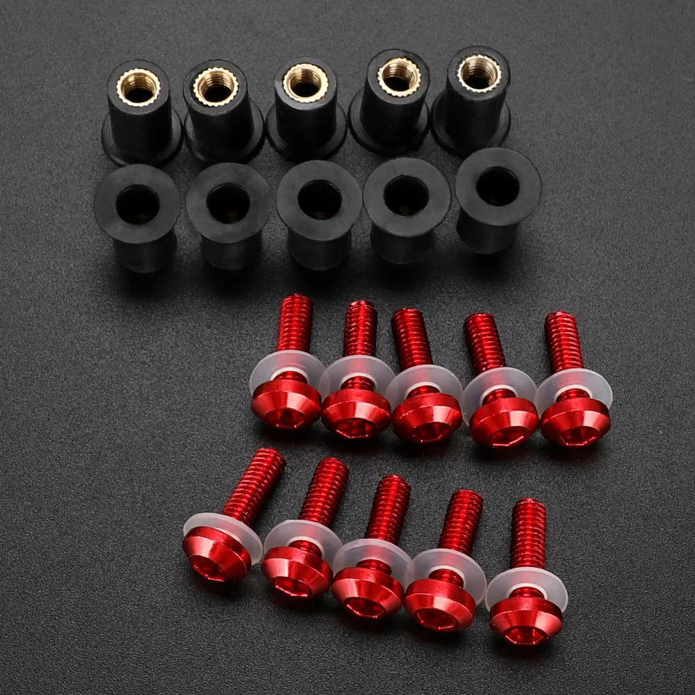 For Suzuki GSXR 600 750 1000 K1 K2 K3 K4 K5 K6 K7 K8 K9 K11 5mm 10PCS Motorcycle Windscreen Windshield Bolts Screws Nut Fastener