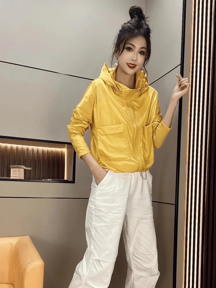 Women's Lightweight Short Sunguard Jacket Breathable Mesh Back Korean Style Loose Fit Fashionable Skin Color Cardigan