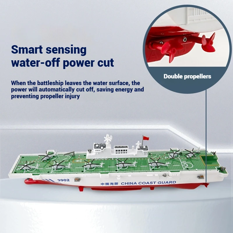 New Remote-Controlled RC Coast Guard Attack Ship Simulation Military Model Children'S Submersible Toy Electric Boat Gifts