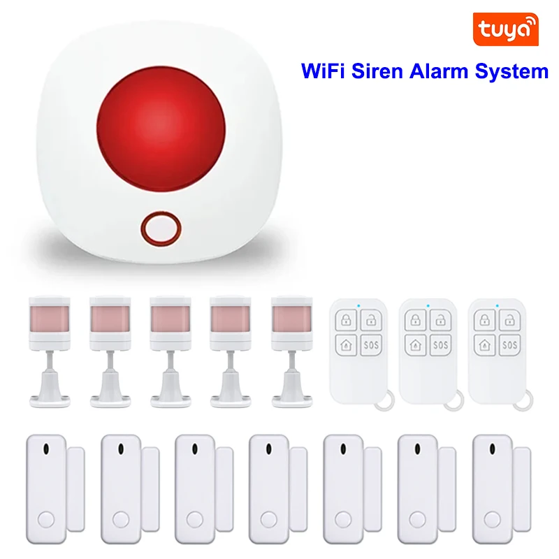 Fai da te Smart TUYA WIFI Protezione di sicurezza Sirena Sensore di luce stroboscopica Sistema di sicurezza di allarme domestico Sensore porta 433 mhz Telecomando