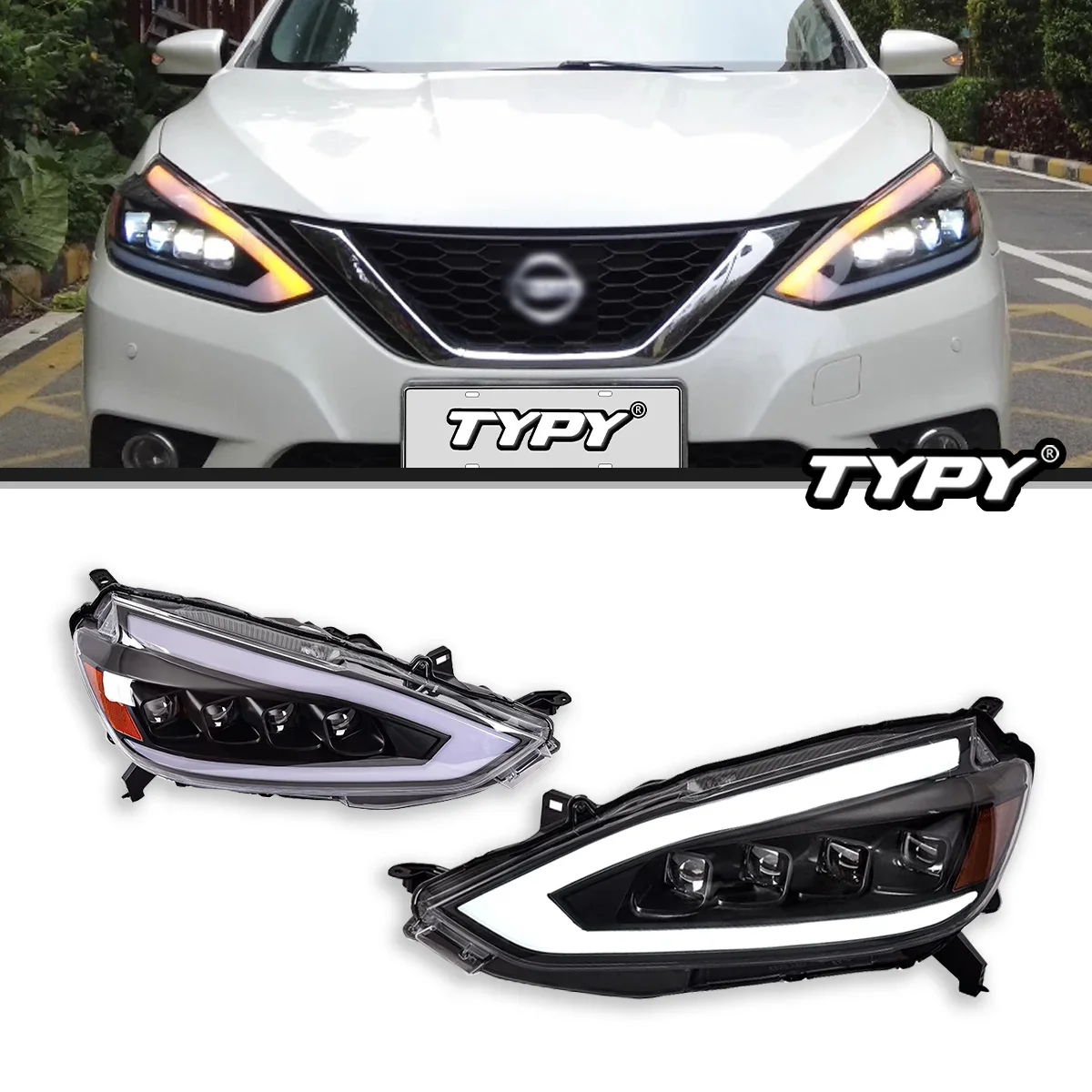 

Автомобильные фары TYPY для Nissan Sentra/Sylphy 16-22, светодиодные фары для проектора, дневные ходовые огни, автомобильные аксессуары
