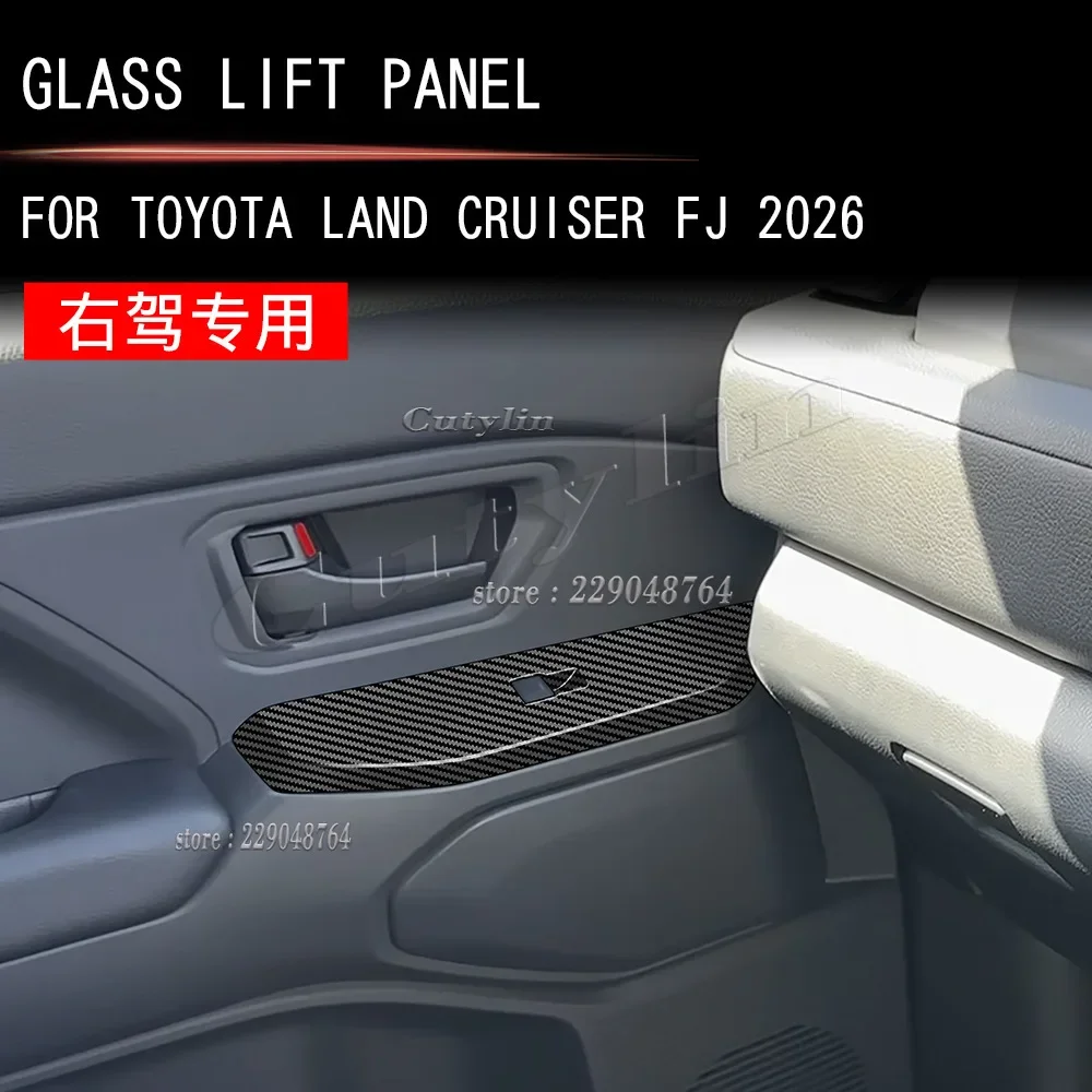 RHD ABS Black Windows Rise Switch Panel Glass Lift Control Cover Stickers for Toyota Land Cruiser FJ 2026 2027 Car Accessories