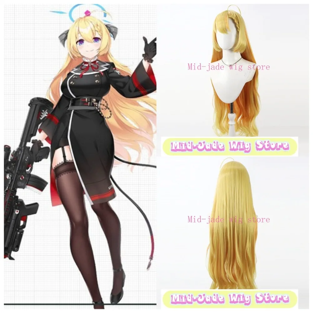 

Blue Archive Wanibuchi Agari Cosplay Wig Yellow Gradient Long Wavy Hair Heat Resistant Fiber for Gaming Girls Role Play