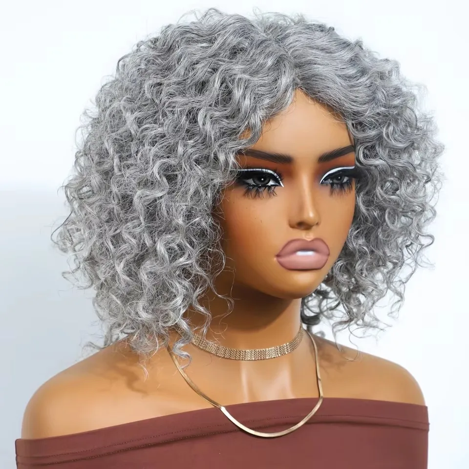 Perruque Femme Bouclée Argent/gris - Courte - Sans Marque - Neuf Avec étiquettes