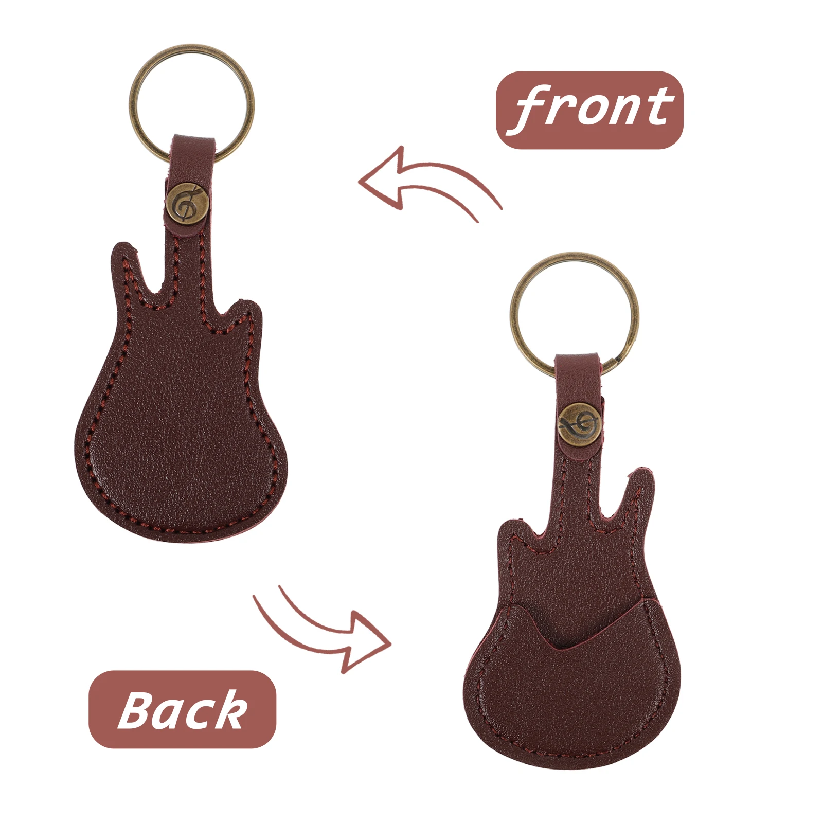 

Guitar Plectrum Case. Portable Storage Compact Holder Brown Picks Keychain Man