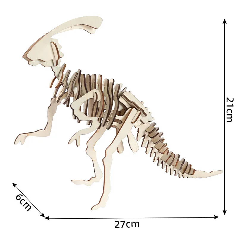 木製3D恐竜パズルセット、環境に優しいバスウッド+レーザーカット、接着剤不要のDIY組み立て、トリケラトプス/ティラノサウルス/ステゴサウルスデザイン