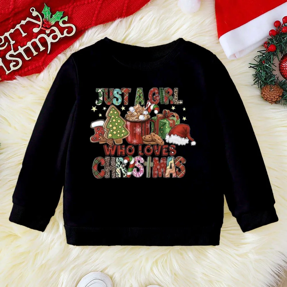 سانتا كلوز Hallmark أضواء الساخن الشوكول أكل طباعة الاطفال البلوز الطفل عيد الميلاد هوديي القمم عيد الميلاد المشاعر سترة الأطفال الزي #5