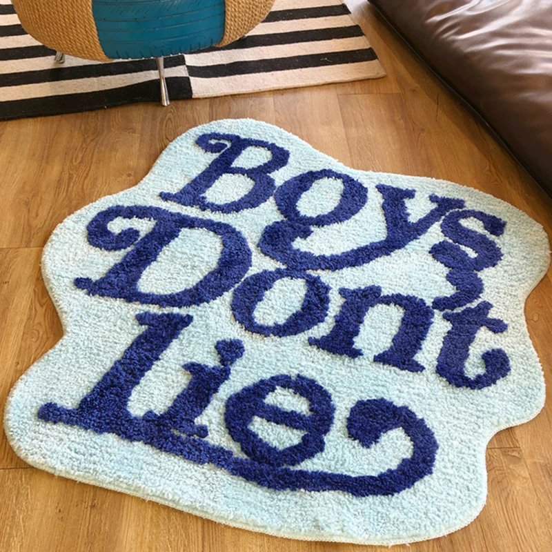 

Boy Dont lie Blue Rugs Girl Dont Cry Pink Cool Text Ventilation Carpets Soft Flannel Non-slip Bedroom Livingroom Home Decor