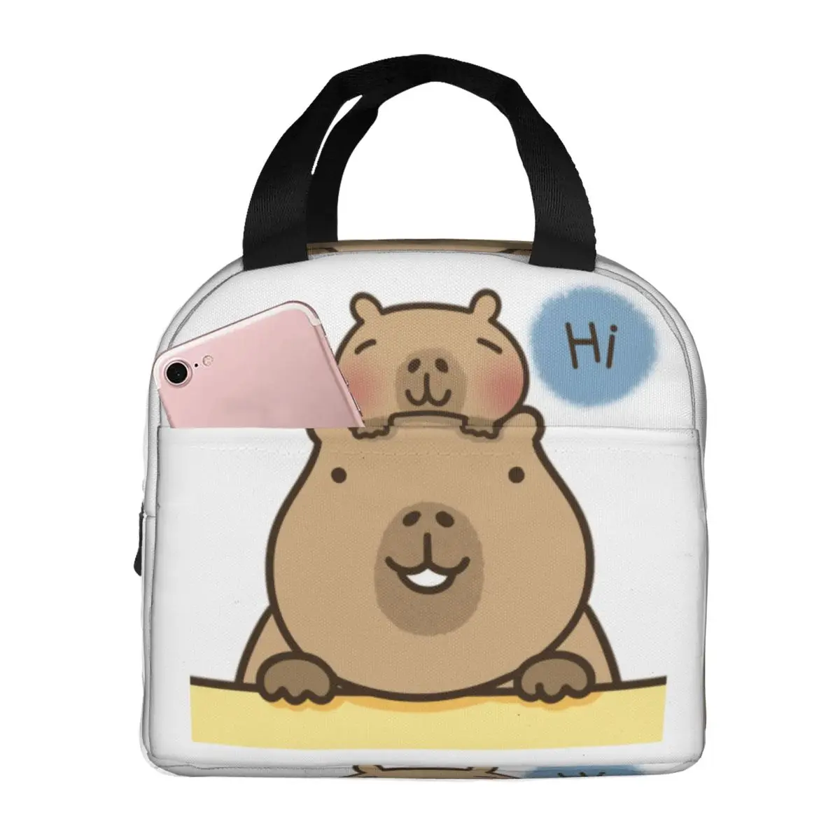 Cartoon Animal Pets Capybara Resuable Lunch Box Women Multifunction Thermal Cooler Food Insulated Lunch Bag For School Office
