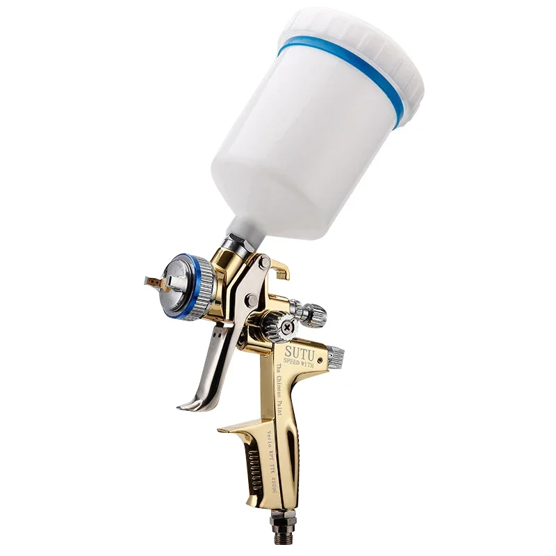 Gravity-Type Low-Pressure Manual Pot Paint Spray Gun, Automotive Sheet Metal Paint High Atomization Furniture Topcoat Spray Gun