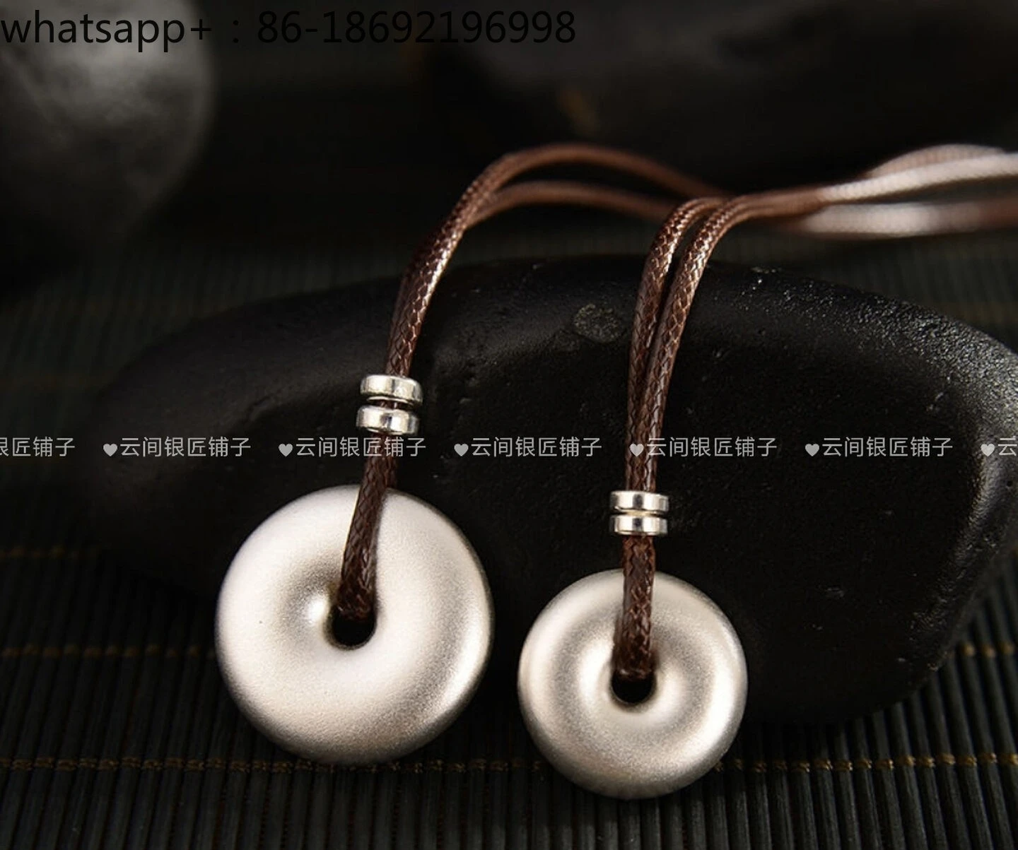 Foot Silver 999 Solid Sterling Silver Safety Buckle Pendant Leather Rope Braided Rope Necklace Sweater Chain