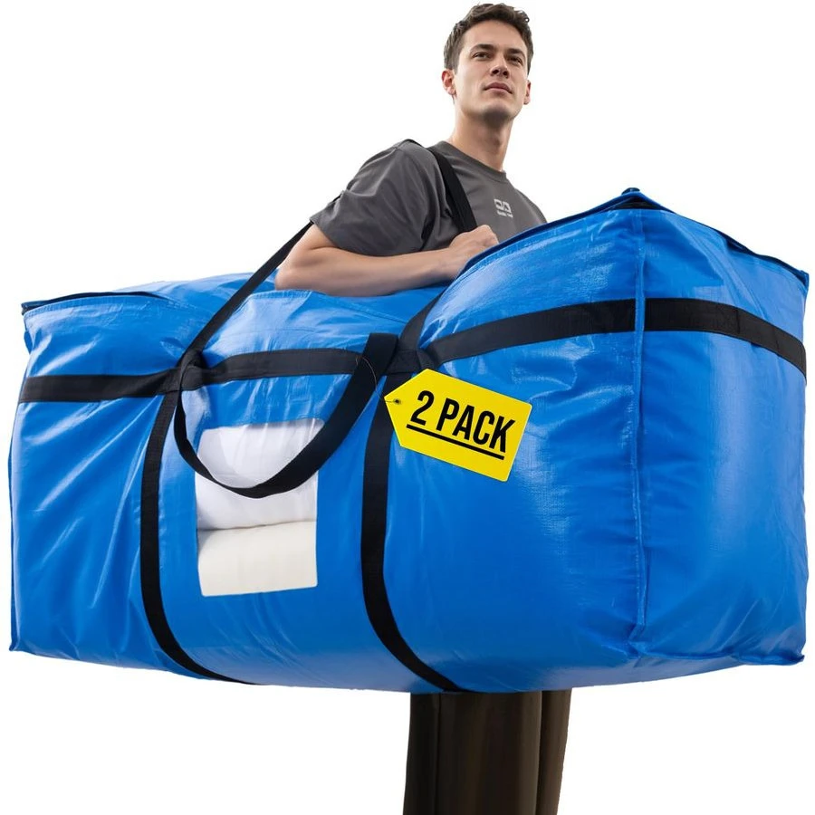 

Сумки для хранения объемом 69 галлонов, сверхбольшие синие прочные сумки XXL для переезда и хранения с прозрачным окном, ручками по бокам, сумки-тоуты