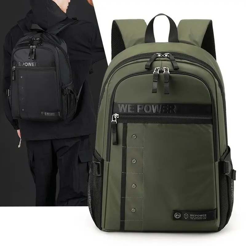 HAOSHUAI Men's Backpack Light Laptop Knapsack School Bag Large Capacity Boys Male Travel Shoulder Bag Nylon Schoolbag Unisex