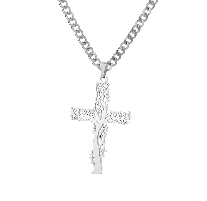 Edelstahl Jesus Kreuz Halskette Für Frauen Männer Gold Farbe Caravaca Engel Kruzifix Charme Halsband Rapper Schmuck Hip Hop Geschenk