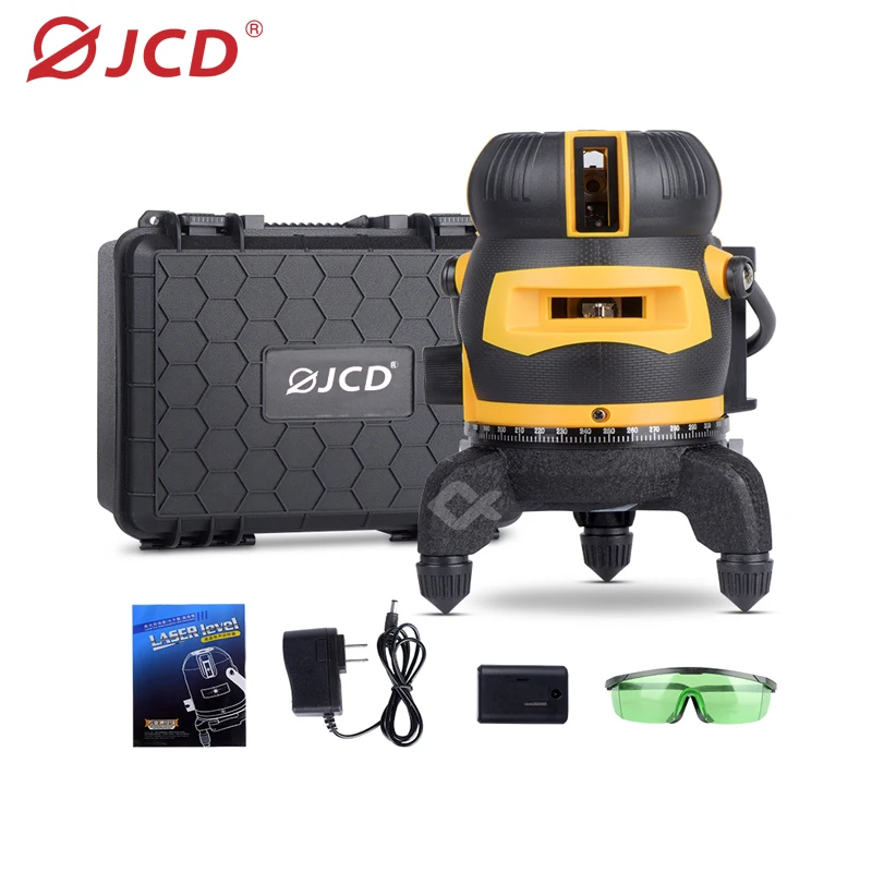 JCD 3D Green Laser Level Meter Self-leveling 2 3 5  lines portable Horizontal & Vertical Cross Line Level Instrument kit