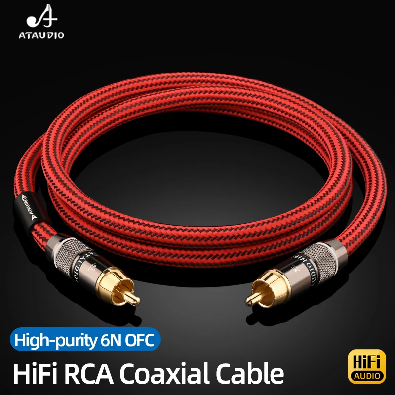 75Ω 6N OFC HiFi RCA Coaxial Cable RCA to RCA Male to Male Digital Audio Cable for Home Theater Amplifier