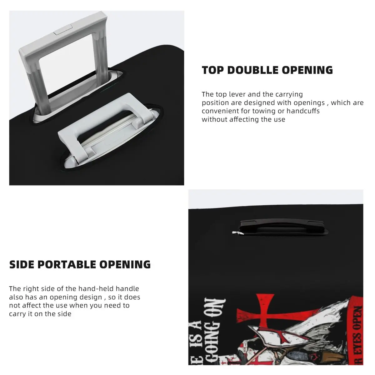 تمبلار درع الصليب القرون الوسطى المحارب السيف غطاء الأمتعة حامي الغبار برهان فرسان تمبلار Deus Vult حقيبة سفر يغطي