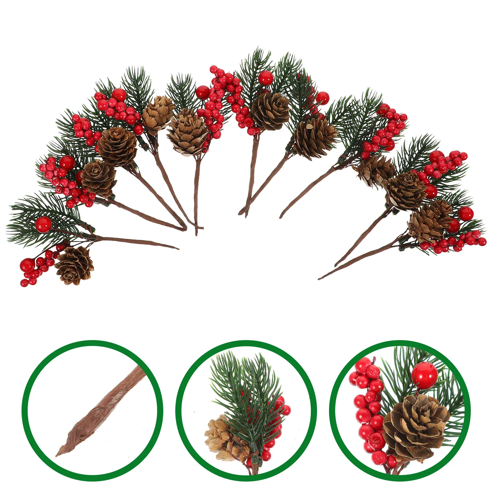 

10 Pcs Artificial Pine Cone Simulation Decor Holiday Picks Party Ornament Christmas Tree Tabletop Plant Flower Xmas Branches